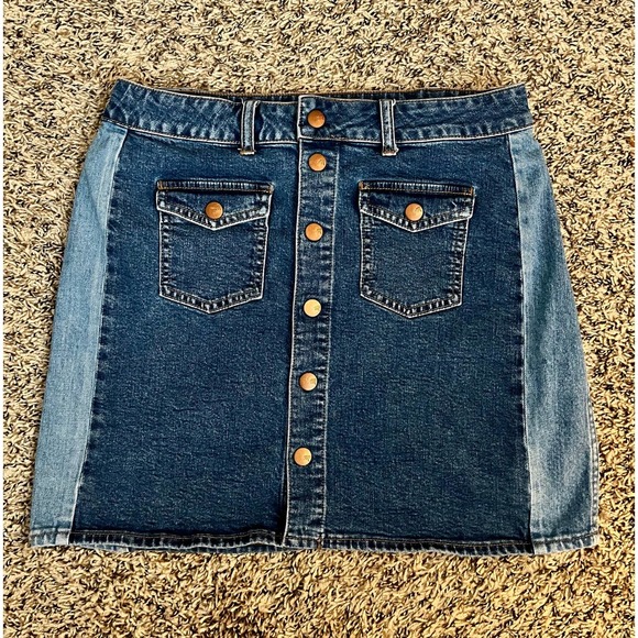 Madewell Stretch Denim Straight Mini Skirt: Pieced Edition - Size 30 - Picture 3 of 7